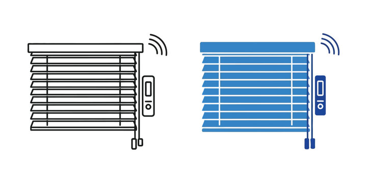Smart home window blinds with wireless control and remote a modern building interior automation concept