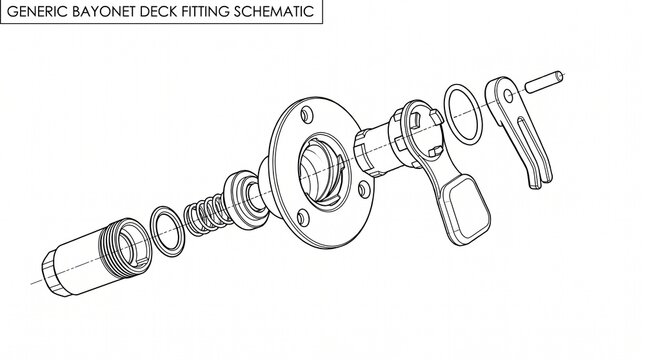Marine Bayonet Deck Fitting Exploded View Technical Illustration