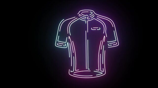 Neon Cycling Jersey Vector Illustration Featuring Glowing Linework Design Against A Solid Dark Background Creating An Athletic Apparel Concept For Modern Sportswear Branding And Fitness Graphic Promot
