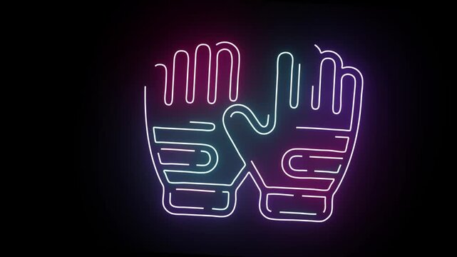 Abstract Neon Gloves Graphic Vector Illustration Featuring Glowing Blue And Purple Light Lines Designed With Modern Minimalist Style For Sports Equipment Themes Against A Solid Dark Black Background S