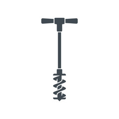 Naklejka premium Hand Auger Icon Vector Illustration. Manual Earth Drill Tool Symbol for Gardening and Construction.