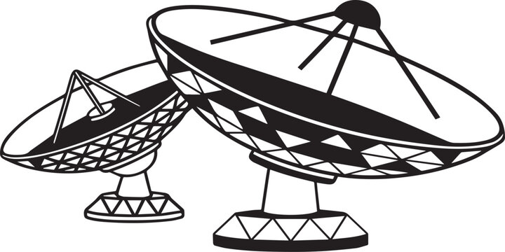 Dual satellite dish antenna array vector illustration for communication