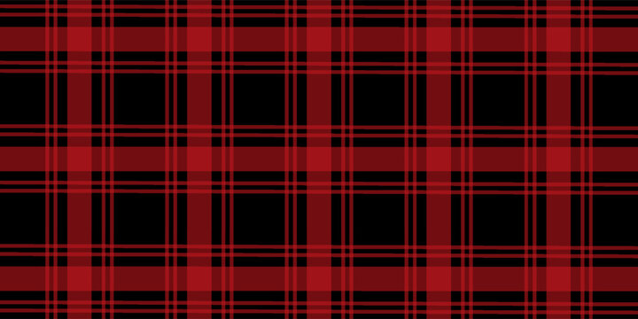 Menzies tartan black red kilt skirt fabric texture seamless pattern.