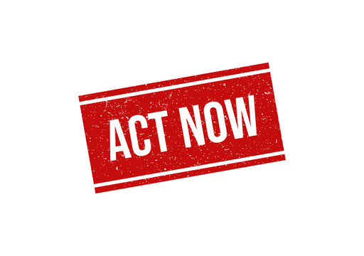 Act now stamp red ink grunge isolated on transparent background