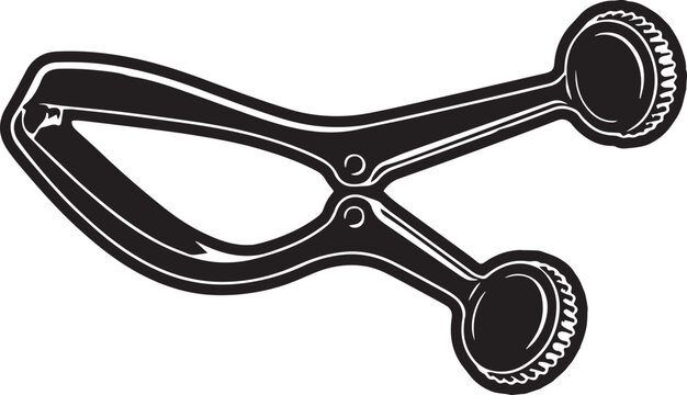 Illustration of a garlic press kitchen tool for crushing garlic cloves