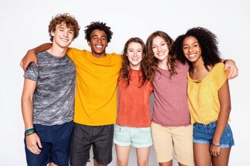 Fototapeta premium Diverse happy friends smiling