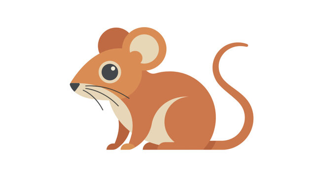 Brown cartoon mouse sitting down.