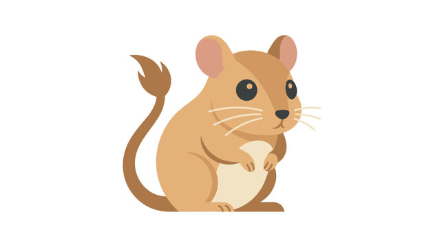 Cute Cartoon Mouse Sitting Upright.