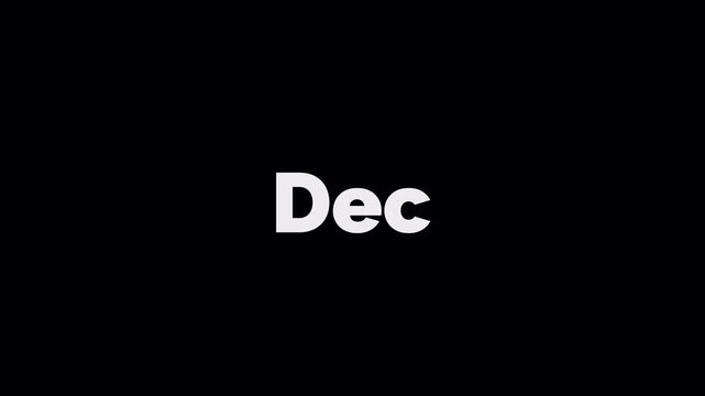 dynamic scroll abbreviation month jan to dec text Rolling Animation, motion graphic on transparent background, alpha channel