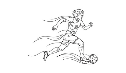 Fototapeta premium Athlete kicking soccer ball with speed and motion blur isolated on transparent background