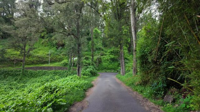 Scenic footage landscape of Hellbourg village in Salazie Cirque, Reunion Island, France	
