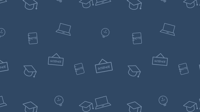 Education Themed Animated Pattern Background Featuring School Icons and Moving Elements Ideal for Presentations and Online Learning Videos