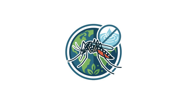 Mosquito vector insect with global environmental health emblem