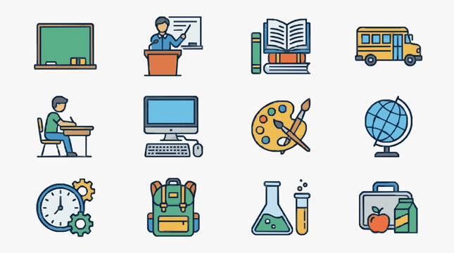 Educational Icons Set for Learning Tools.