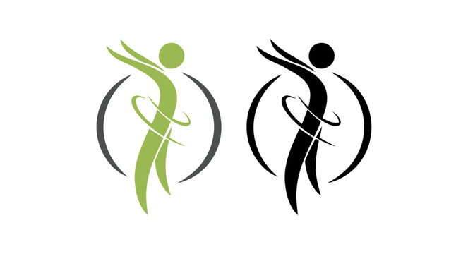 Abstract human figure logo design, representing health, wellness, fitness, and vitality