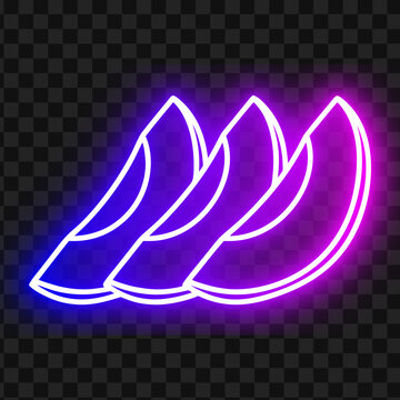 Glowing neon purple melon slices vector design