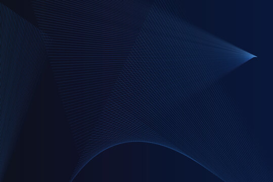 Abstract geometric pattern of intersecting blue lines forming a sharp triangular shape on dark background