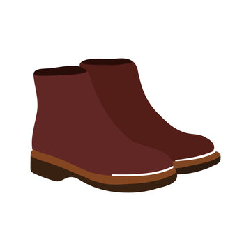 Brown leather ankle boots hand drawn illustration isolated on transparent background