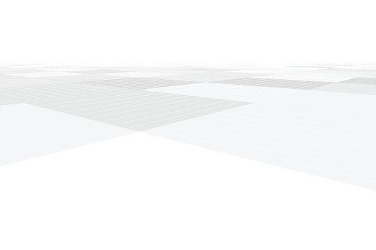 Perspective view of white geometric rectangular grid pattern with thin parallel lines on surface