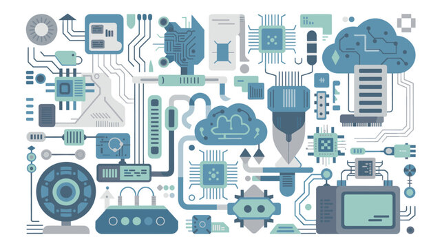 Abstract Flat Design Technology Circuit Board Diagram Vector