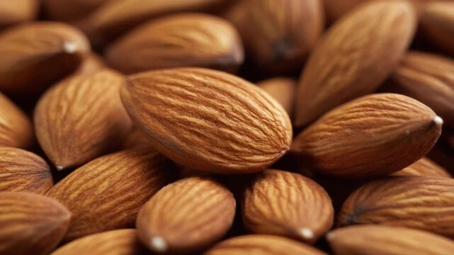rotating almond nuts macro shot