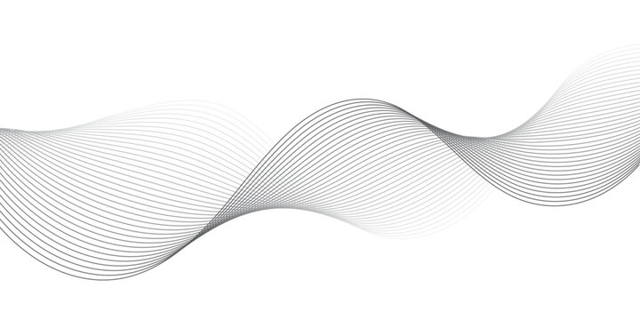 Abstract black and gray wave line background featuring elegant curved linear stripes, dynamic geometric motion, and minimalist technology soundwave vector banner artwork.