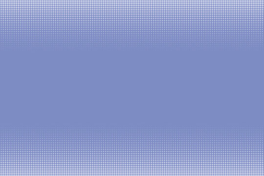 Periwinkle blue background, with white halftone, dot gradient patterns, on the and, bottom edges