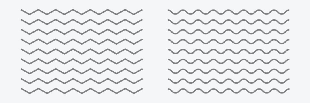 Wave line and wavy zigzag pattern lines. Vector Yellow underlines, smooth end squiggly horizontal curvy squiggles on white background. EPS10 .