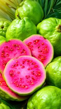 guayaba, fruta, citrullus lanatus, aislada, melones, lonja, rojo, alimento, fresco, salubre, blanco, verde, madura, jugosa, bombones, cortar, dieta, postre, frescor, a medias, semilla, aperitivo, anar