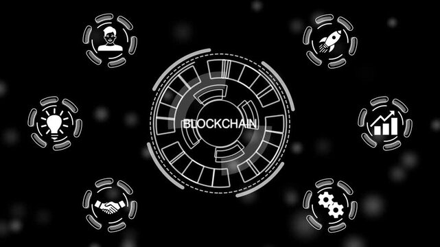 Crypto-currency, Bitcoin internet virtual money. Currency Technology Business Internet Concept. a futuristic holographic advanced HUD circle platform Business, Technology network.
