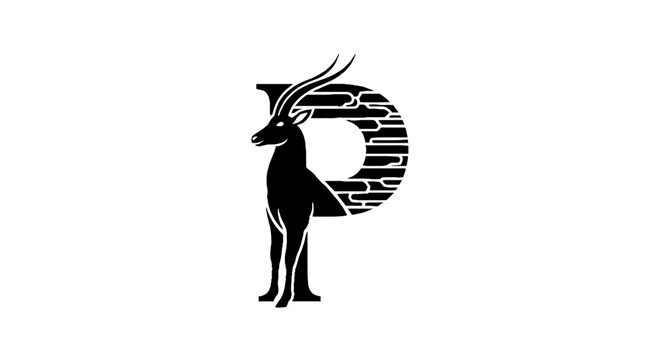 Black and white antelope head logo design.