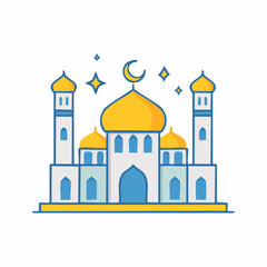 Fototapeta premium Mosque Icon with Crescent Moon and Stars