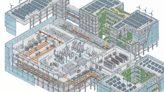 Industrial Factory Building Construction Blueprint.