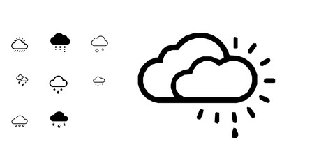 Obraz premium Weather Forecast Sun and Cloud Flat Vector Icon with Clean Lines on White Background