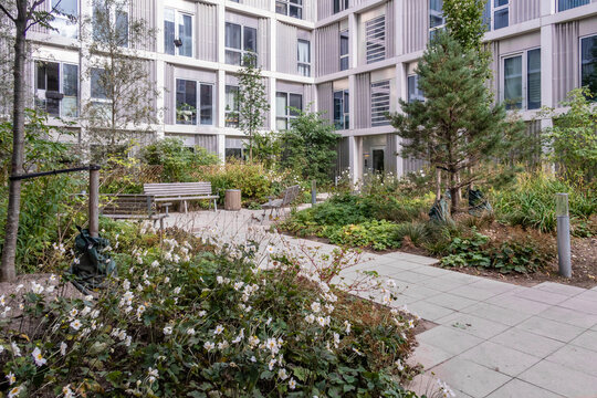 Courtyard in apartment complex in Denmark