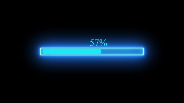 Neon Progress Bar Animation,Energy Transformation Blue Neon Loading Bar,Eco Future Green Neon Progress Bar