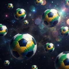Fototapeta premium Brazilian soccer balls in space for world cup
