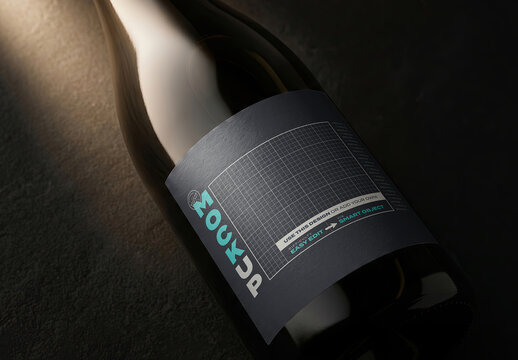 Close up Elegant Wine Label Mockup