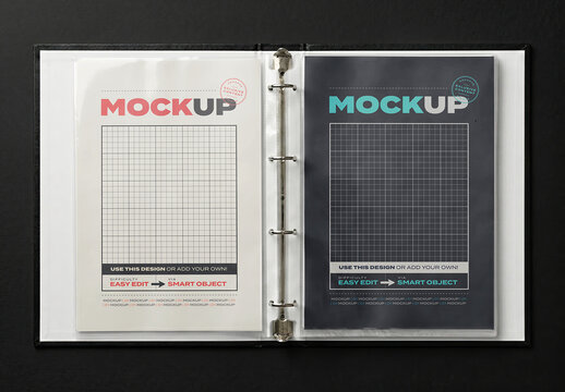 Folder with Plastic Sleeves Protector Pages Mockup