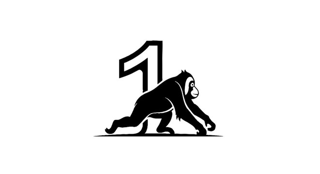 Black Gorilla Silhouette with Number One Design.