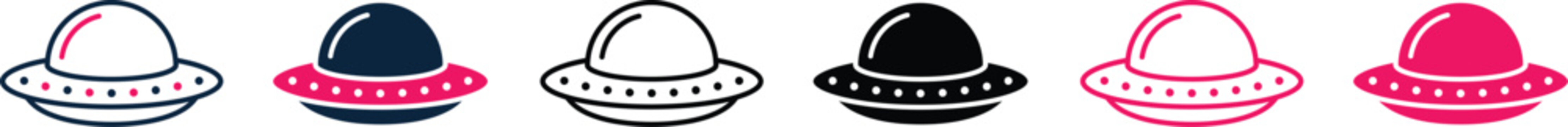 colorful UFO icons with transparent background for design