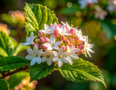 White Ixora Flowers Blooming in Garden with Soft Sunlight, Tropical Floral Nature Background