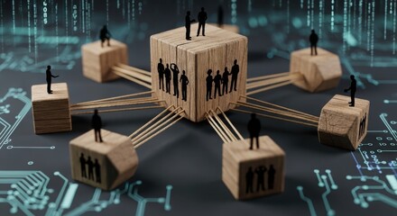 Fototapeta premium 3d isometric office interior with people working and walking