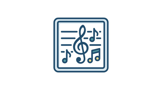 Modern treble clef music note icon with staff lines
