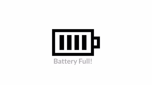 The  battery charging icon animation video power full battery. Battery charging animation from 0 to 100% On a transparent Background. 4k video animation