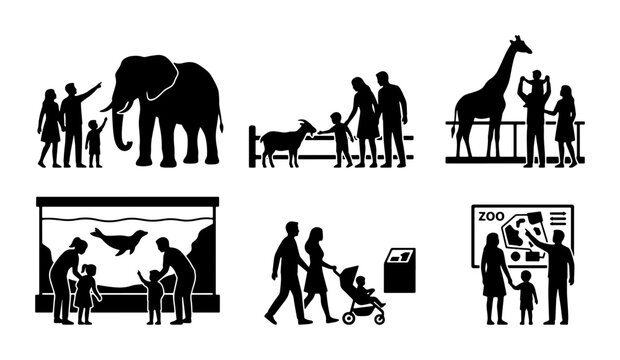 Family Zoo Visit Silhouettes