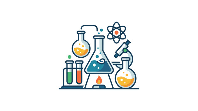 Colorful science lab equipment illustration