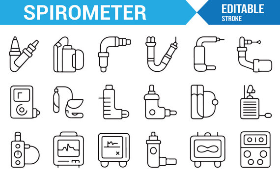 Spirometry Testing Icon Pack with Lung Function Symbols