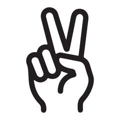 Fototapeta premium Victory hand gesture sign icon outline illustration with v sign, communication