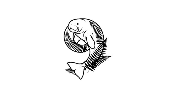 Elegant black and white fish illustration design.